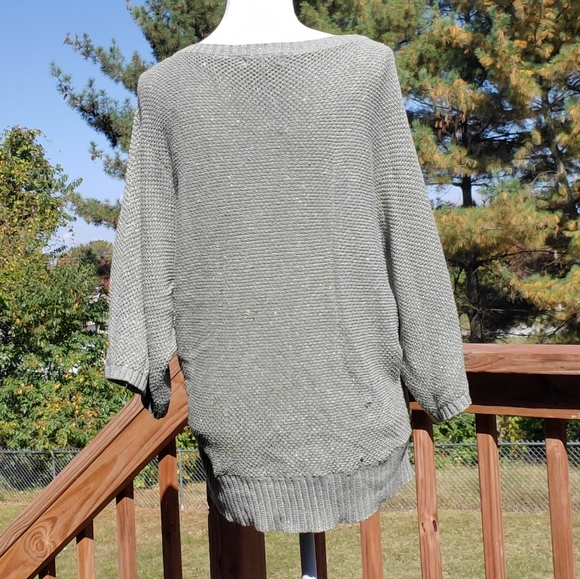 Chaps gray gold long knit sweater L - Picture 2 of 7